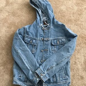Oversized hooded denim jacket